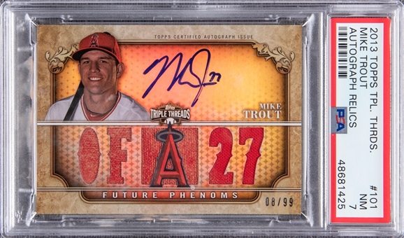 2013 Topps Triple Threads Autograph Relics #101 Mike Trout Signed Patch Card (#08/99) - PSA NM 7